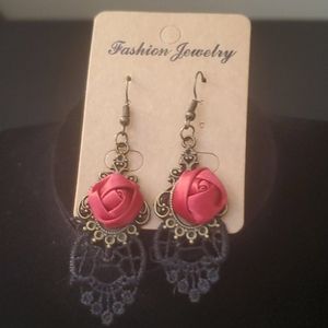 Filigree & Satin Roses Earrings